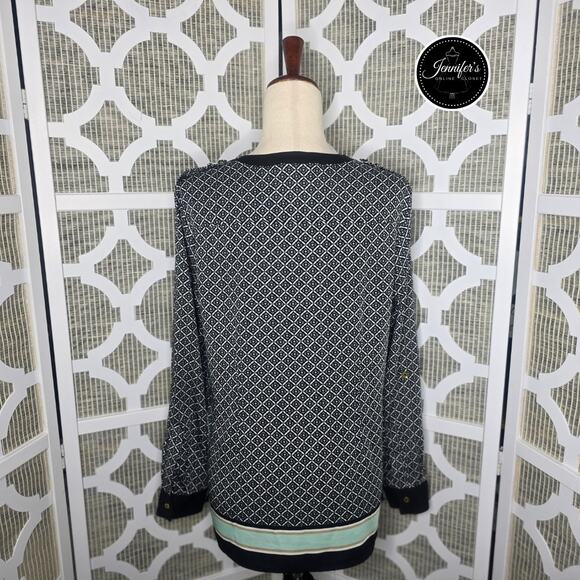 3/$30 Dana Buchman Multicolored Silk Like Roll Tab Sleeve Tunic/Blouse Size 8 - Picture 10 of 13